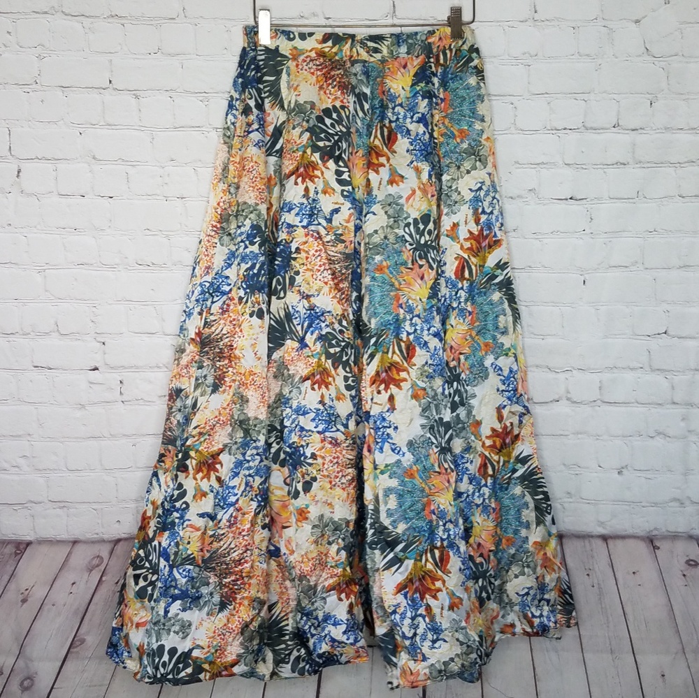 Colcci Gathered Satin Floral Midi Skirt Brazil